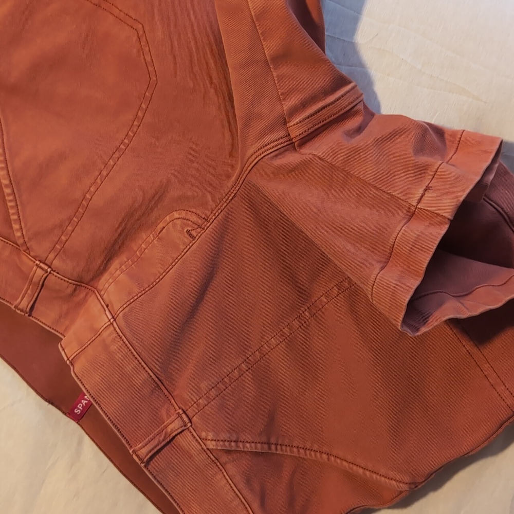 Spanx Womens Medium Tummy Control Shorts Red Clay Color Stretch Waist Khaki - Picture 3 of 8